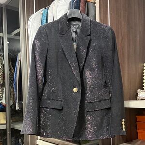 J. Crew Black Sparkle Blazer with Gold Accents